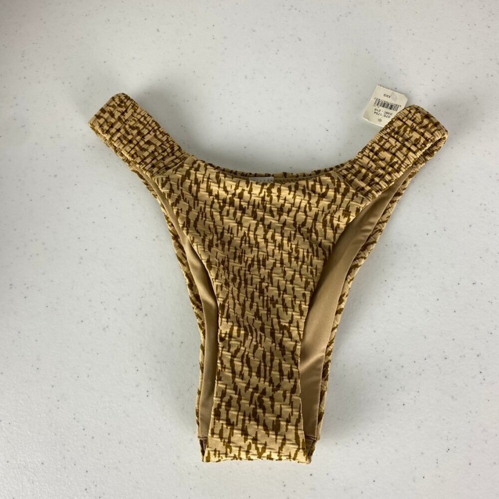 Aerie Cheekiest Bikini Bottoms Animal Print Brown Tan Womens XXS Tiger Ruched
